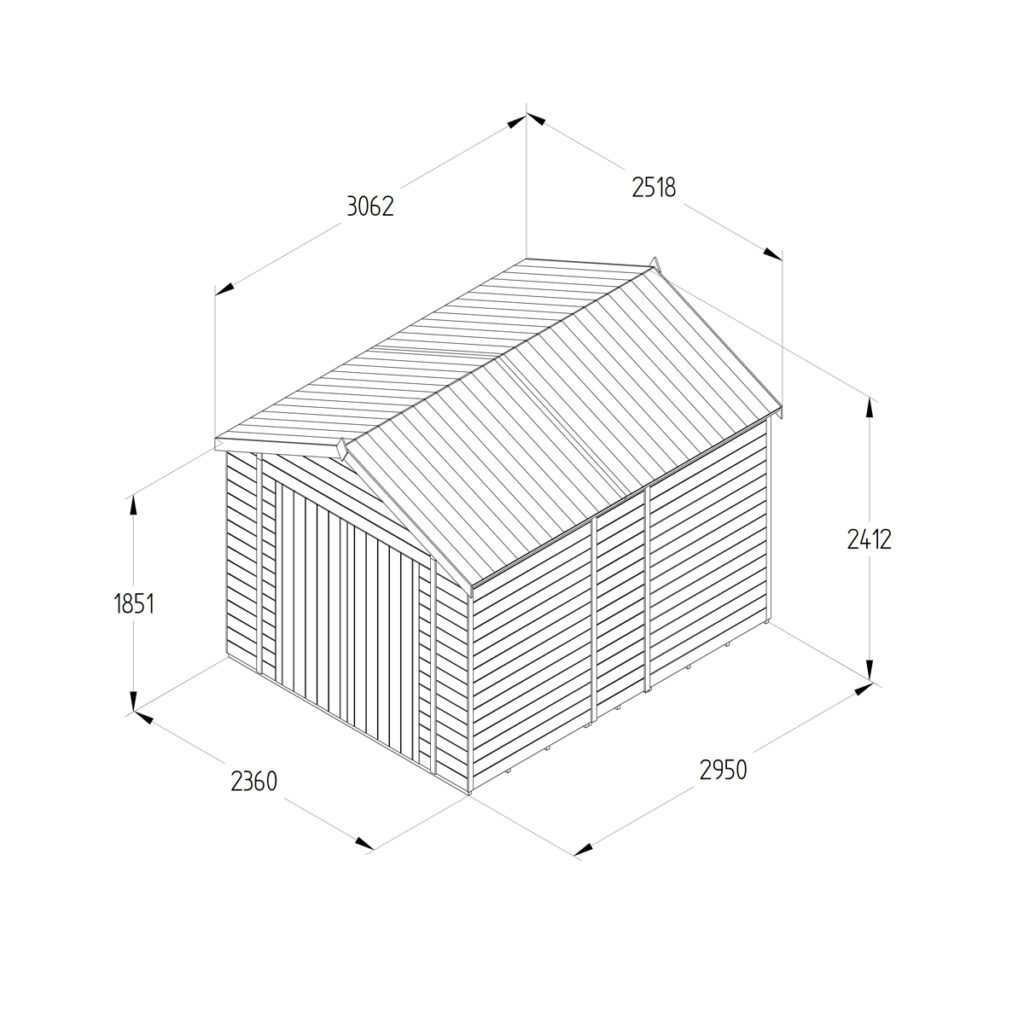 Timberdale 10×8 Apex Shed No Window – Double Door 5013053195888 2